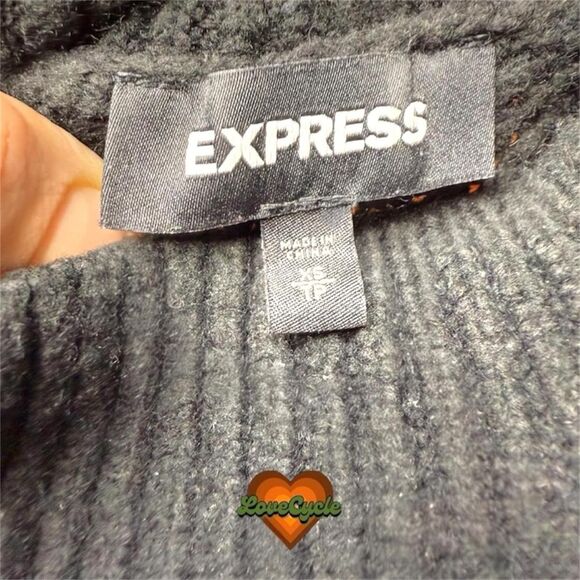 Women's Express Black Mock Neck Sweater with Red Sleeve Stripes – Size XS - Picture 4 of 6